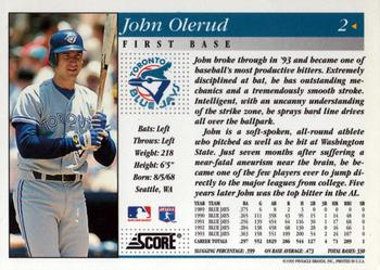 1994 Score #2 John Olerud Back