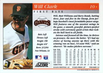 1994 Score #10 Will Clark Back