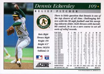 1994 Score #109 Dennis Eckersley Back