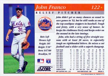 1994 Score #122 John Franco Back