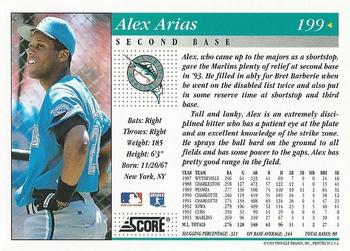 1994 Score #199 Alex Arias Back