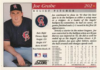 1994 Score #202 Joe Grahe Back