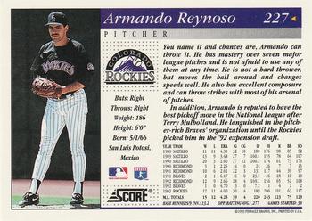 1994 Score #227 Armando Reynoso Back