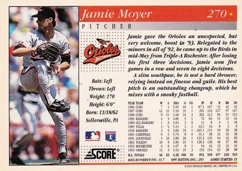1994 Score #270 Jamie Moyer Back
