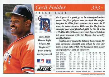 1994 Score #393 Cecil Fielder Back