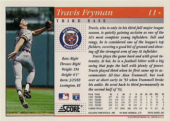 1994 Score #11 Travis Fryman Back