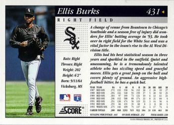 1994 Score #431 Ellis Burks Back