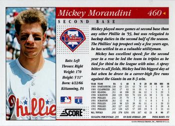 1994 Score #460 Mickey Morandini Back