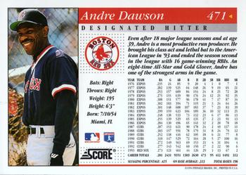 1994 Score #471 Andre Dawson Back