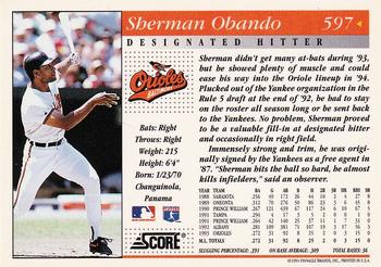 1994 Score #597 Sherman Obando Back
