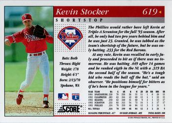 1994 Score #619 Kevin Stocker Back