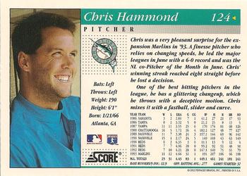 1994 Score #124 Chris Hammond Back