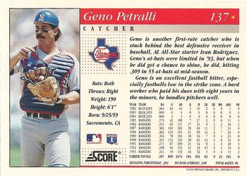 1994 Score #137 Geno Petralli Back