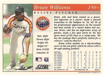 1994 Score #150 Brian Williams Back