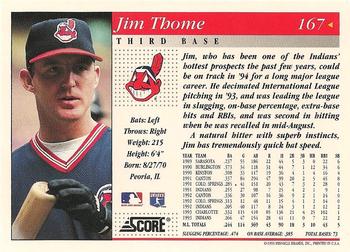 1994 Score #167 Jim Thome Back