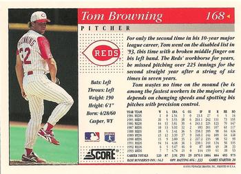 1994 Score #168 Tom Browning Back