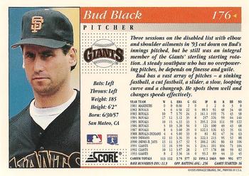 1994 Score #176 Bud Black Back