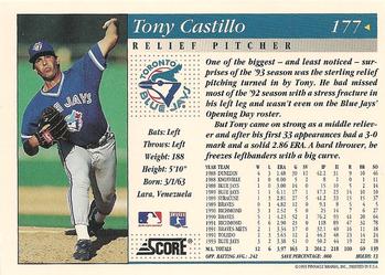 1994 Score #177 Tony Castillo Back
