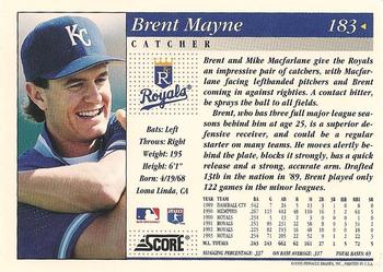 1994 Score #183 Brent Mayne Back