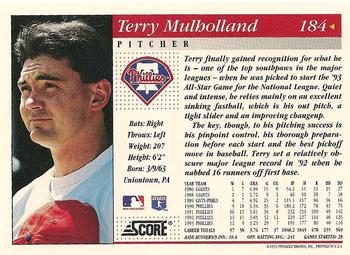 1994 Score #184 Terry Mulholland Back