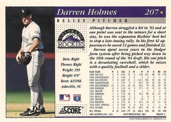 1994 Score #207 Darren Holmes Back