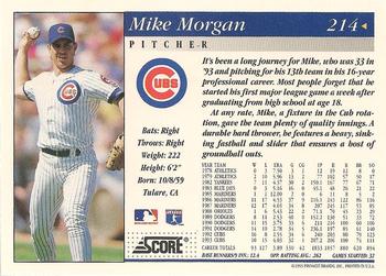 1994 Score #214 Mike Morgan Back