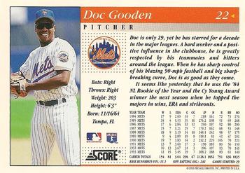 1994 Score #22 Doc Gooden Back