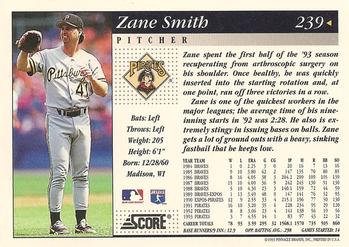1994 Score #239 Zane Smith Back