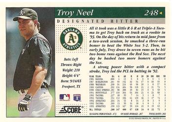 1994 Score #248 Troy Neel Back