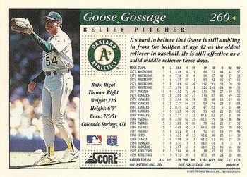 1994 Score #260 Goose Gossage Back