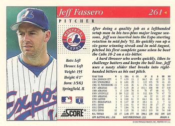 1994 Score #261 Jeff Fassero Back