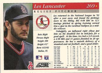 1994 Score #269 Les Lancaster Back
