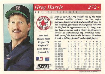 1994 Score #272 Greg Harris Back