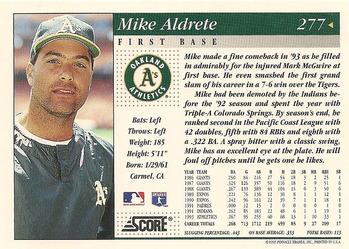 1994 Score #277 Mike Aldrete Back