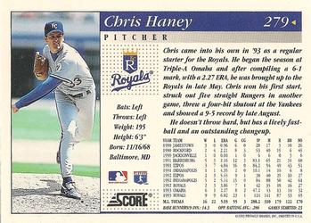 1994 Score #279 Chris Haney Back