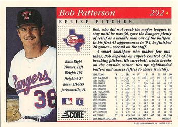 1994 Score #292 Bob Patterson Back