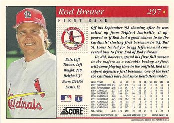 1994 Score #297 Rod Brewer Back
