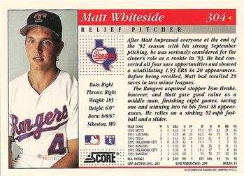1994 Score #304 Matt Whiteside Back