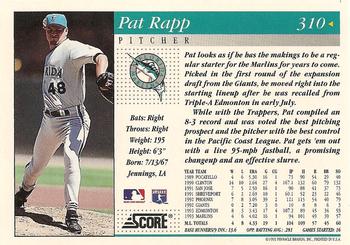 1994 Score #310 Pat Rapp Back