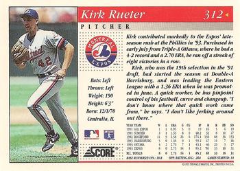 1994 Score #312 Kirk Rueter Back