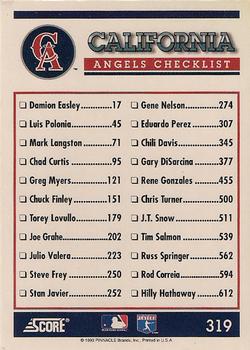 1994 Score #319 California Angels Back