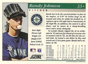 1994 Score #33 Randy Johnson Back