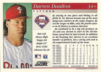 1994 Score #34 Darren Daulton Back