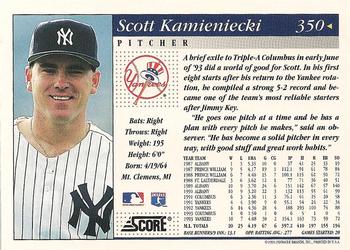 1994 Score #350 Scott Kamieniecki Back