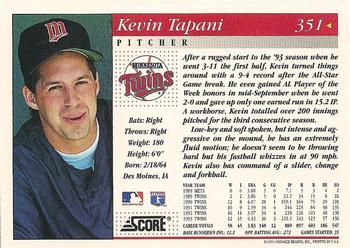 1994 Score #351 Kevin Tapani Back