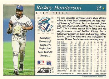 1994 Score #35 Rickey Henderson Back