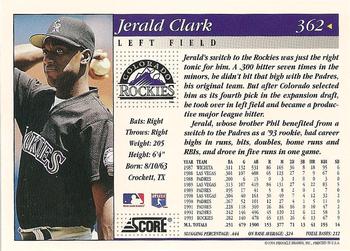 1994 Score #362 Jerald Clark Back