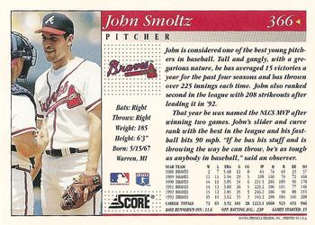 1994 Score #366 John Smoltz Back