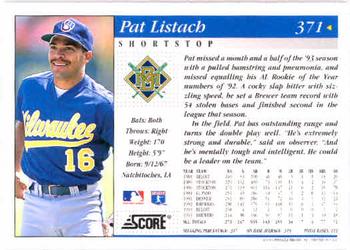 1994 Score #371 Pat Listach Back