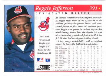 1994 Score #391 Reggie Jefferson Back